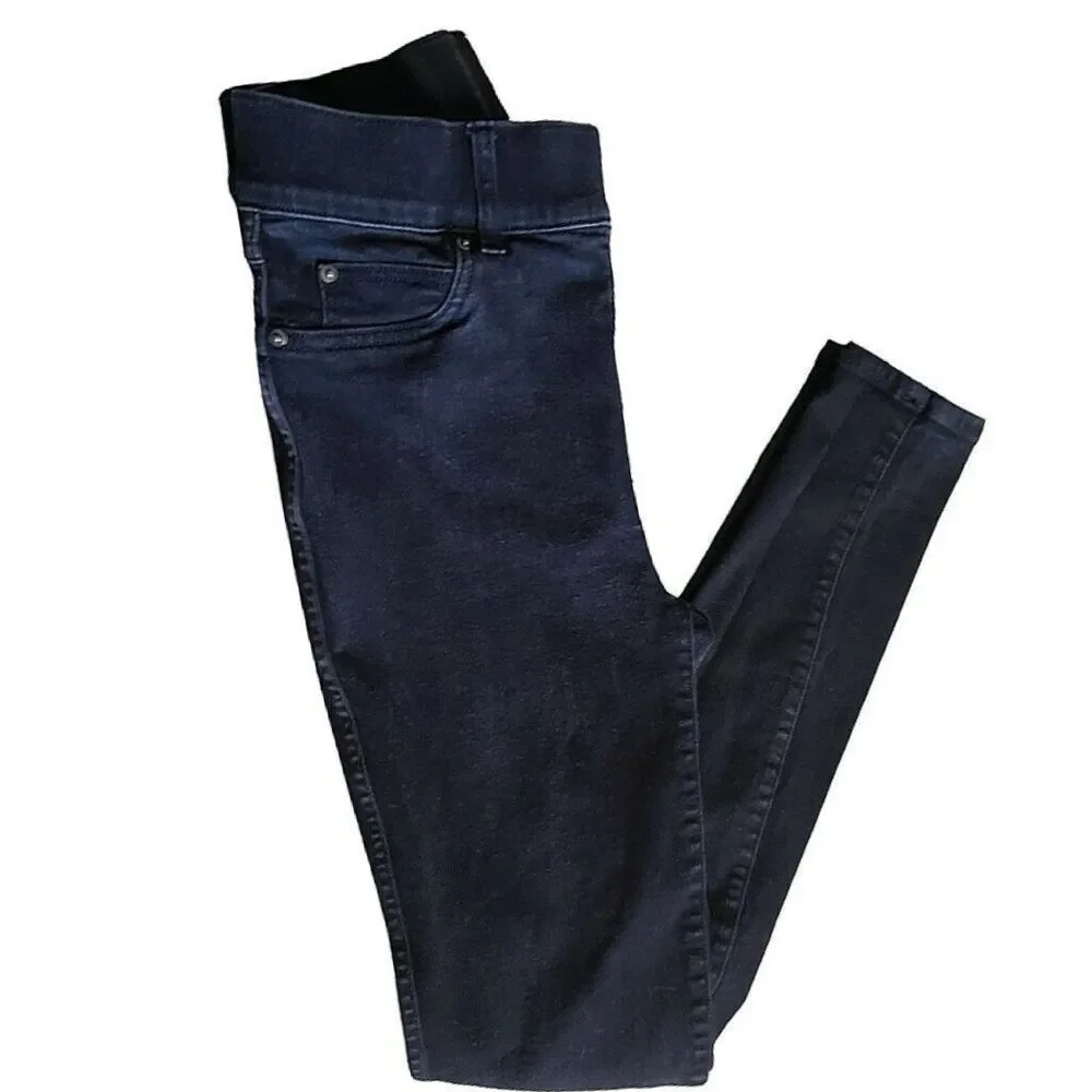 Spanx Black Pull On Denim Pants Skinny Jeggings High Waisted Womens Sz S Petite - Picture 4 of 13